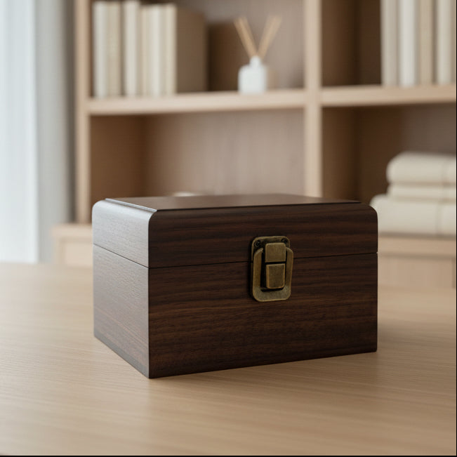 Luxury Black Walnut Essential Oil Box – 6 Hole with Brass Antique Lock & Magnetic Closure