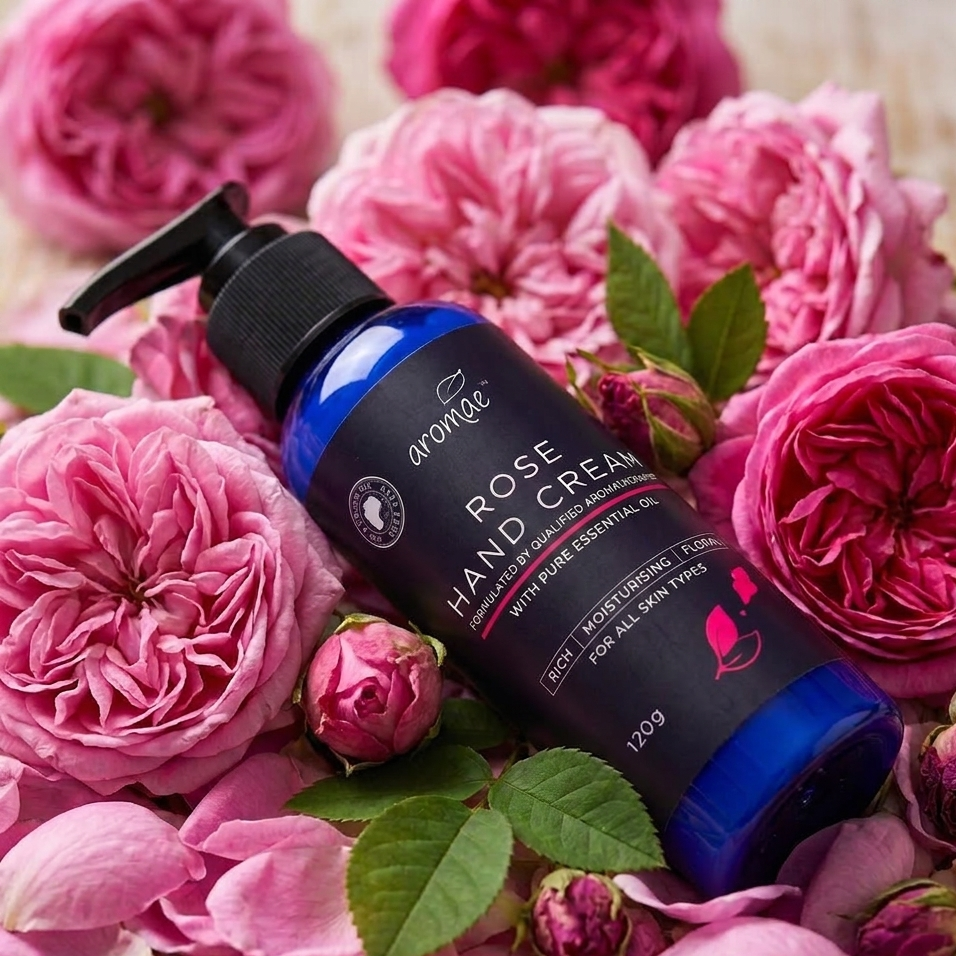 Rose Hand Cream | 120ml Moisturising Cream with Essential Oils - Aromae Essentials